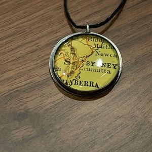 Beautiful 1 inch map necklace detailing Sydney, Australia